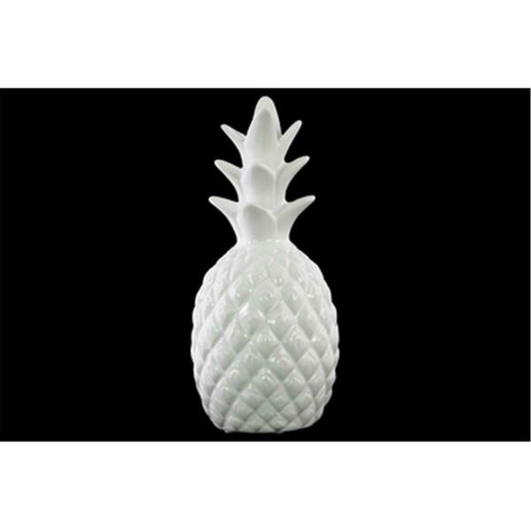 Urban Trends Collection 4.25 x 9.75 x 4.25 in. Ceramic Pineapple Figurine - Gloss Finish, White 38471